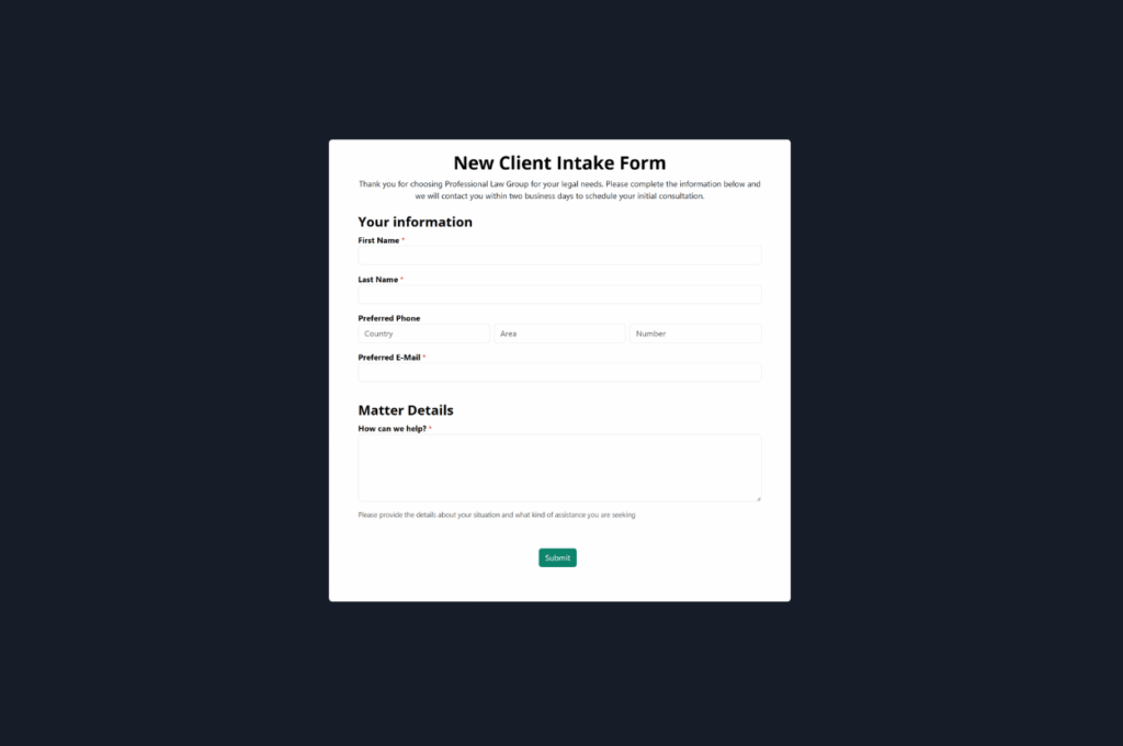 Capture - Webform - Client Intake